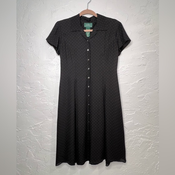 Ralph Lauren 100% Silk Polka Dot Button Up Knee Length Dress, Sz 4 - Picture 3 of 7